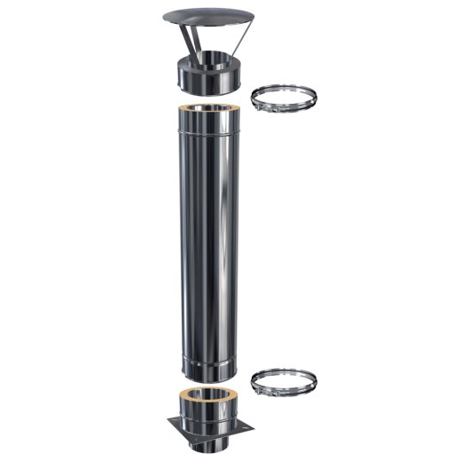Doppelwandige Schornsteinverl&auml;ngerung 0,6 mm 3,0 m DW 200 runder Einschub