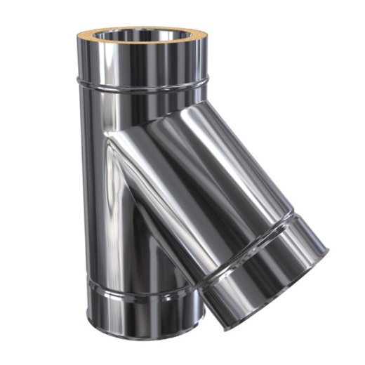 Edelstahlkamin T-St&uuml;ck Silverfire Basic 45&deg; DW 180