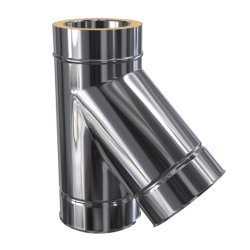 Edelstahlkamin T-Stück Silverfire Basic 45° DW 180