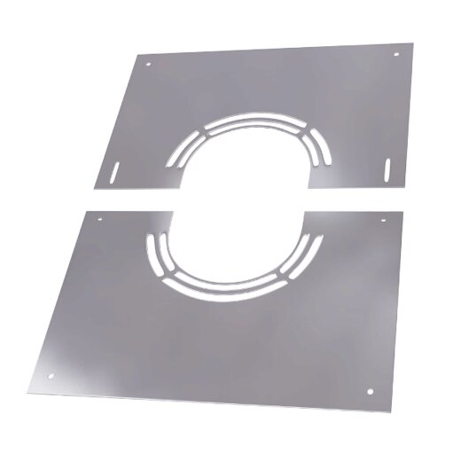 Edelstahlkamin Blendblech eckig 2-teilig mit Hinterl&uuml;ftung 0&deg; - 30&deg; DW 200